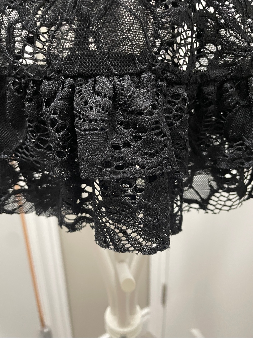 Only Black Lace Ruffle Hem Long Sleeve Blouse - Picture 3 of 5